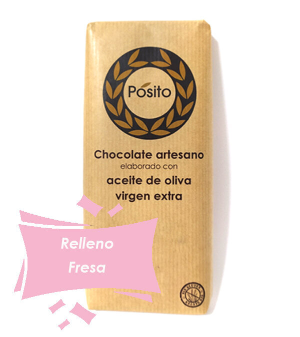 Chocolate relleno de fresa artesano con aceite de oliva virgen extra